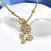 Brass Micro Pave Clear Cubic Zirconia Flower Pendant Necklaces for Women NJEW-A039-01B-G-1