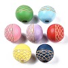 Painted Natural European Wood Beads WOOD-S057-073-2