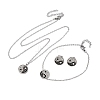 Yin-yang 304 Stainless Steel Rhinestone Pendant Necklaces & Bracelets & Stud Earrings Sets for Women SJEW-C004-17P-4