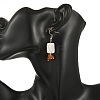Natural Amber & Natural Trochid Shell/Trochus Shell Beads Rectangle Dangle Earrings EJEW-JE07524-2