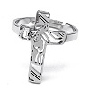 304 Stainless Steel Adjustable Finger Rings. Hollow Cross RJEW-C074-04P-1