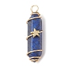 3Pcs 3 Styles Natural Lapis Lazuli Copper Wire Wrapped Pointed Pendants PALLOY-JF02460-03-2