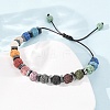 Chakra Round Dyed Natural Lava Rock Braided Bead Bracelets GG-CBA922D-01-1