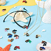 16Pcs 8 Colors Opaque Resin & Walnut Wood Connector Charms RESI-TA0002-69-7