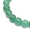 Natural Green Aventurine Round Beaded Stretch Bracelet with Bullet Charms BJEW-JB09018-02-5