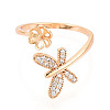 Butterfly Brass Micro Pave Clear Cubic Zirconia Cuff Ring Settings KK-T076-31G-2