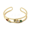 Flat Round Brass Micro Pave Cubic Zirconia Double Layer Cuff Bangles for Women BJEW-K274-16G-4