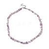 Natural Lepidolite/Purple Mica Stone Chip Beaded Necklace NJEW-JN04615-04-4