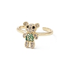 Bear Cubic Zirconia Cuff Ring RJEW-M146-02-2