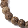 6.5mm Round Natural Wenge Wood Beaded Stretch Bracelets for Women BJEW-JB10426-3