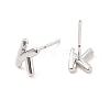 Brass Hollow Out Initial Letter Stud Earrings for Women EJEW-A044-01P-K-2