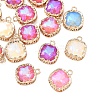 15Pcs Square K9 Glass Charms GLAA-YW0004-61-1