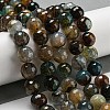 Faceted Natural Dragon Veins Agate Beads Strands G-F447-12mm-P03-2