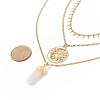 3Pcs 3 Style Natural Rose Quartz Bullet & Alloy Sun Pendant Necklaces Set with Brass Curb Chains for Women NJEW-JN04170-5