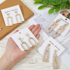 FIBLOOM 4 Pairs 4 Style Golden Alloy Geometry Dangle Stud Earrings with Plastic Imitation Pearl Beaded for Women EJEW-FI0002-57-3