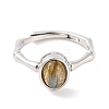 Oval Natural Labradorite Adjustable Rings RJEW-Q817-04P-02-2