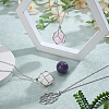 2Pcs Brass Macrame Pouch Natural Quartz Crystal Round Inside Pendant Necklaces NJEW-PH01599-4