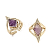 Brass Micro Pave Cubic Zirconia Cuff Rings for Women GG-CBA7610-11G-04-4