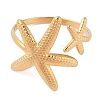 Ion Plating(IP) 304 Stainless Steel Starfish Open Cuff Rings for Women RJEW-Z057-09G-2