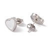 6 Pairs Natural White Shell Heart Stud Earrings EJEW-G291-02P-3