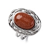 Oval Synthetic Goldstone Finger Rings RJEW-M063-01P-15-4