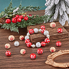 Painted Natural Wood European Beads WOOD-SC0001-83-4