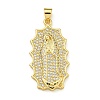 Virgin Mary Theme Rack Plating Brass Micro Pave Clear Cubic Zirconia Pendants KK-Z067-06G-04-1