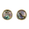 Flat Round Natural Paua Shell Stud Earring for Women EJEW-JE07126-01-5