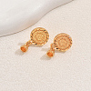 Vintage Flat Round Coin Brass Stud Earrings QH3726-2