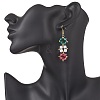 Christmas Brass Glass Square Dangle Earrings EJEW-TA00726-3