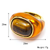 Oval 304 Stainless Steel with Natural Tiger Eye Finger Rings FS-WGC5475-04-1
