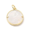 Brass Clear Cubic Zirconia with Shell Pendants KK-G450-02G-01-2