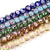 Handmade Lampwork Inner Flower Rondelle Beads Strands LAMP-T022-24M-1