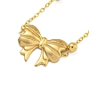 Brass Bowknot Pendant Necklaces NJEW-B115-01G-01-2