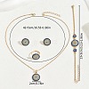 Evil Eye Flat Round Alloy Rhinestone Pendant Necklaces & Stud Earrings & Rings & Link Bracelets Sets FS-WGA5EC7-01-4