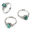 Oval Natural Natural Malachite Adjustable Rings RJEW-Q819-01P-08-1