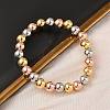 Brass Round Beaded Stretch Bracelets for Men Women BJEW-B148-05E-M-3