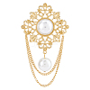 1Pc Flower Alloy Imitation Pearl Fringe Brooches JEWB-FH0002-30-1