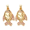 Brass Micro Pave Cubic Zirconia Pendants KK-K408-61G-02-1