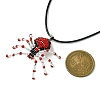 Braided Glass Seed Bead Spider Pendant Necklaces NJEW-MZ00036-5