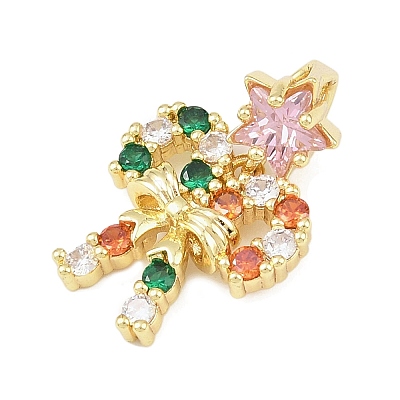 Christmas Brass Micro Pave Cubic Zirconia Pendants LS-KK-H518-03B-G-1