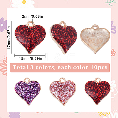 30Pcs 3 Colors Alloy Enamel Pendants FIND-SC0005-92-1