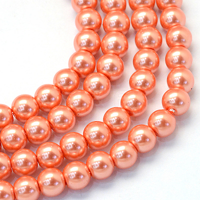 Baking Paint Pearlized Glass Pearl Round Bead Strands X-HY-Q003-10mm-77-1