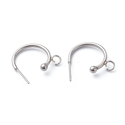 Non-Tarnish 304 Stainless Steel Half Hoop Earrings X-STAS-Z028-B01-P-1
