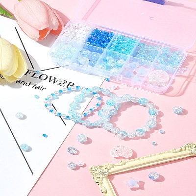 10 Styles Transparent Crackle Acrylic Beads MACR-FS0001-81-1