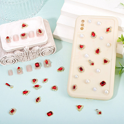 48Pcs 12 Styles Alloy Rhinestone Cabochons MRMJ-TA0001-45B-1