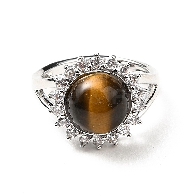 Natural Tiger Eye Adjustable Rings RJEW-P043-02P-23-1