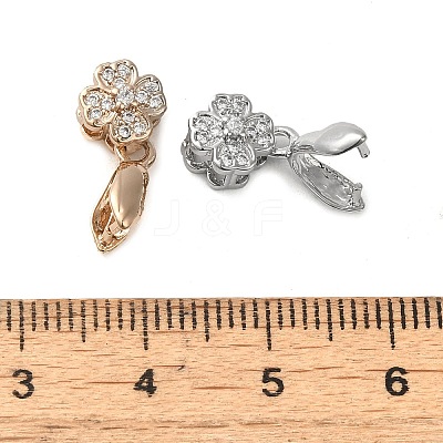 Rack Plating Brass Micro Pave Clear Cubic Zirconia Ice Pick Pinch Bails KK-K340-11-1