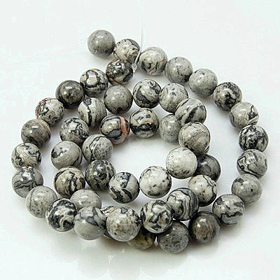 Natural Map Stone/Picasso Stone/Picasso Jasper Beads Strands X-G-G047-4mm-1