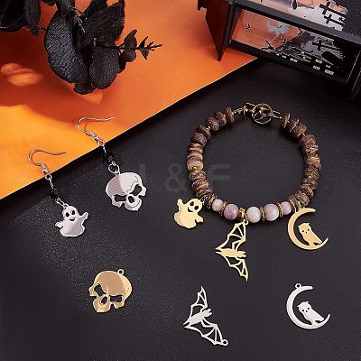8Pcs 8 Style 201 Stainless Steel Pendants STAS-UN0034-66-1